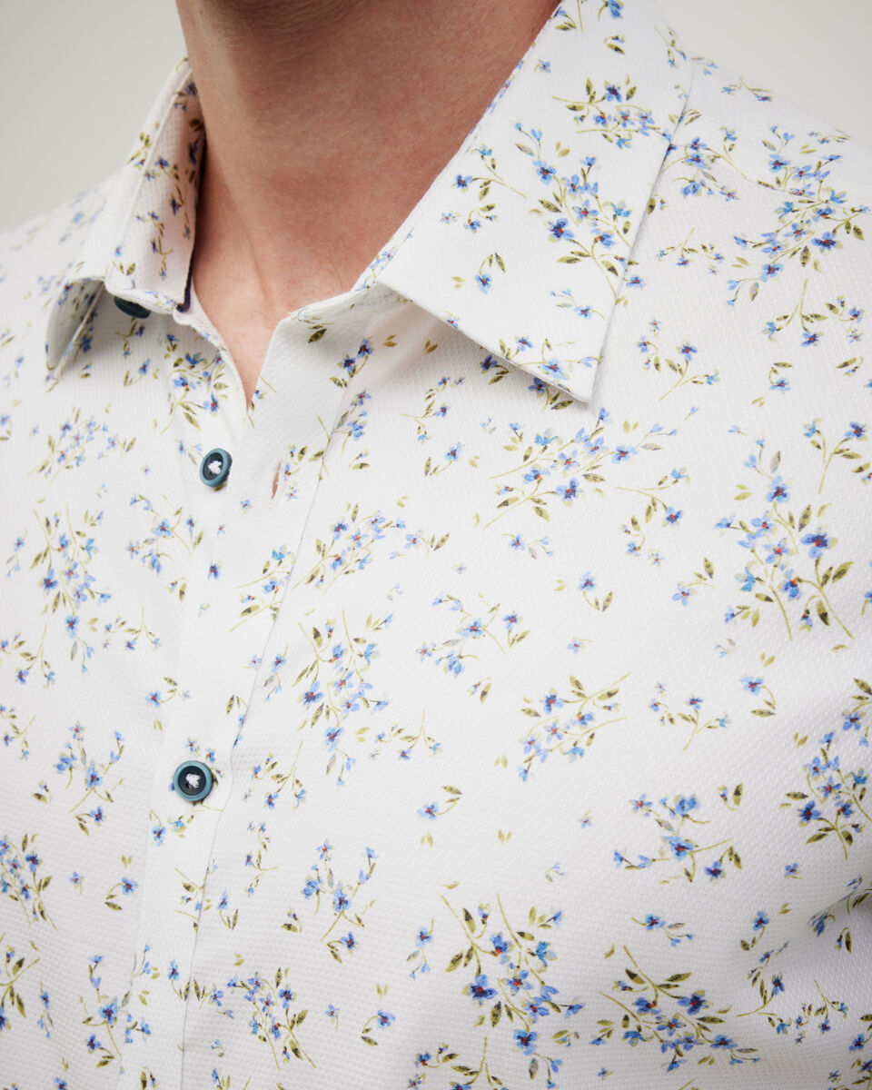 Bouquet Print Long Sleeve Shirt, White, hi-res